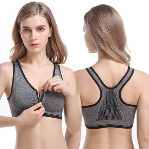 China M-4XL large size front zipper non-steel ring shockproof sports bra running yoga fitness gym vest sports bra women top on sale