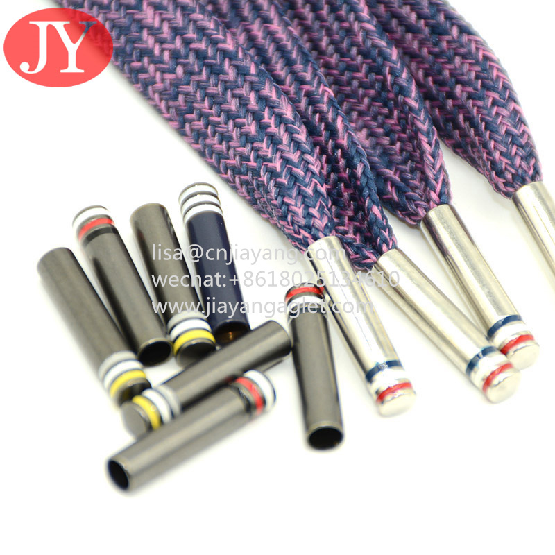 Best popular aglet tips shoe laces metal tip curling round metal aglets for sport shoe metal lace cord tips wholesale