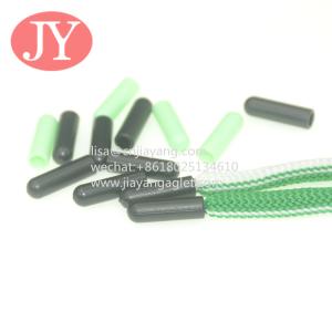 Best Jiayang direct produce 5*3.4*17mm black/green matte plastic tips shoe lace aglets lace tips wholesale