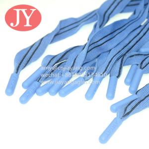 Best blue and black flat cord drawstrings soft silicone end cord for women's short polyester cord custom aglet wholesale