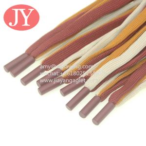 Best custom drawstring cord colored flat hoodie draw string  injected rubber plastic tips Draw cords wholesale