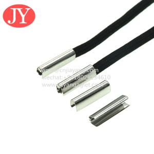Best Jiayang 4.8*22mm U shape aglet metal crimp metal string tips metal aglet for sale custom logo wholesale
