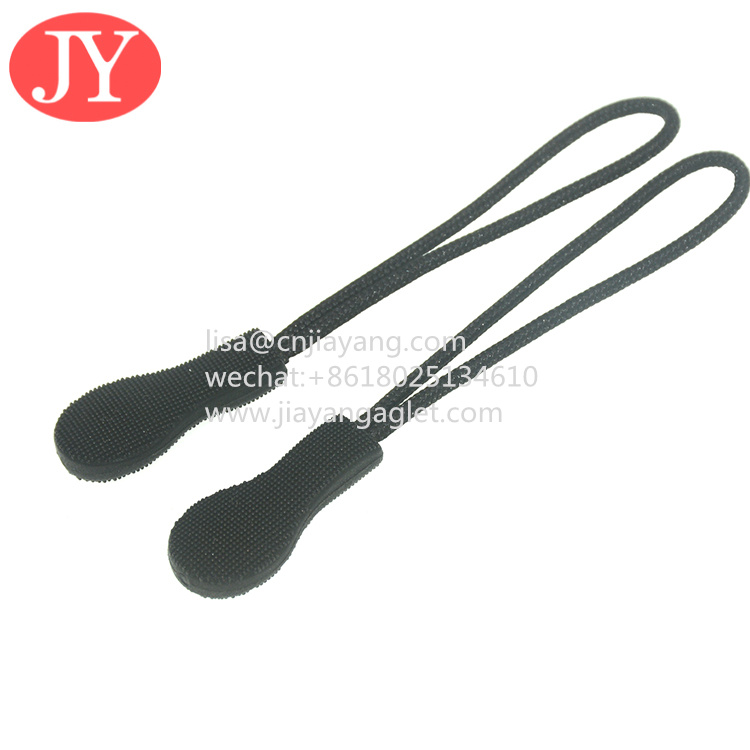 Best 3d embossed logo PVC black color reflective zipper pull tag label customized logo wholesale