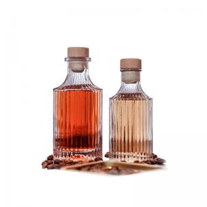 China 250ml Vertical Striped Glass Bottle With Wooden Cork Caps on sale