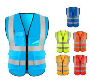 China High Visibility Reflective Road Safety Vest Worker Construction Electrical Protective Vest With Pockets on sale