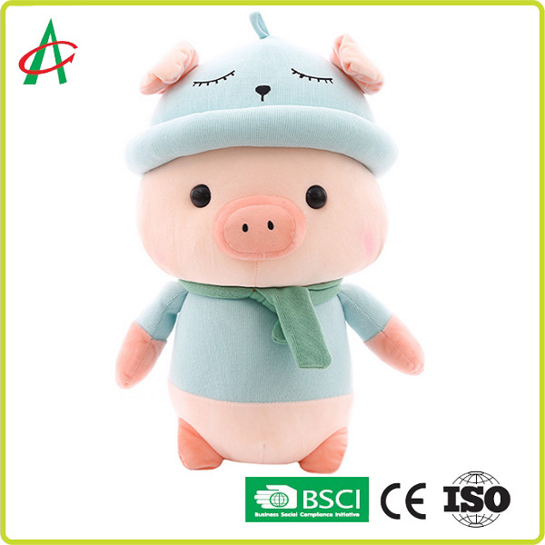 Best OEM ODM Plush Pig Doll Toy Cute Scarf Pig Doll Pillow wholesale