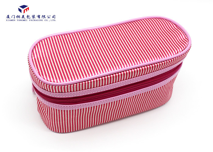 Best Customized Fabric Makeup Bag Deep Pink Color Fabric Bag Lining Dust Proof 11.5cm wholesale