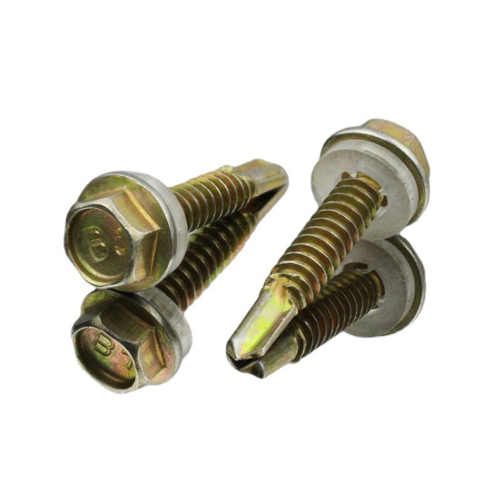 China Din Zine Plated Hexagonal Head M3 M4 M5 Self Tapping Screw With Washer on sale