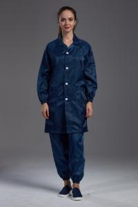 Best Cleanroom resuable  Anti static ESD smock Labcoat dark blue with conductive fiber pen holder wholesale