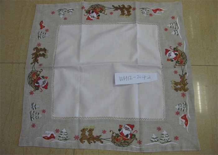 Best Polyester Fabric Linen Hemstitch Tablecloth Durable For Home And Hotel wholesale