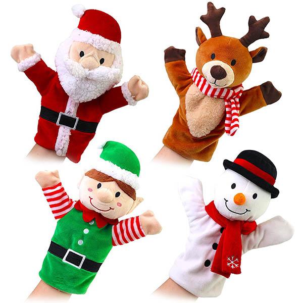 BSCI Full Handcraft Sewing Plush Hand Puppets For Christmas