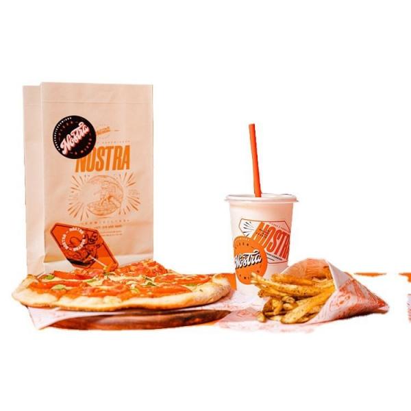 Cheap 150g Greaseproof Fast Food Pizza Kraft Paper Food Bags Packaging for sale