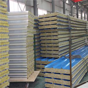 China sound insulation metal sheet rock wool sandwich roof tile 5950 x 950 x 50mm on sale