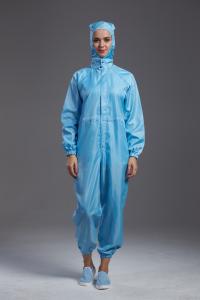 Best Cleanroom ESD antistatic coverall with hood blue color autoclaved sterilization for class 1000 or higer wholesale