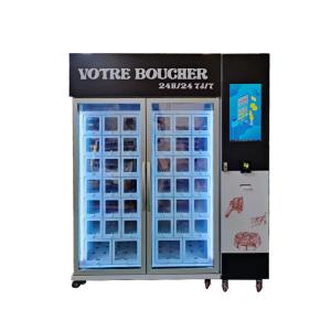 China Freezing Beef Meat Vending Machine Lattice Cabinet Credit Card Reader on sale