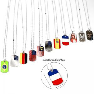 China Metal National Flag Zinc Alloy Pendants Gold Plated Patriot Dog Tag Pendant Necklace on sale