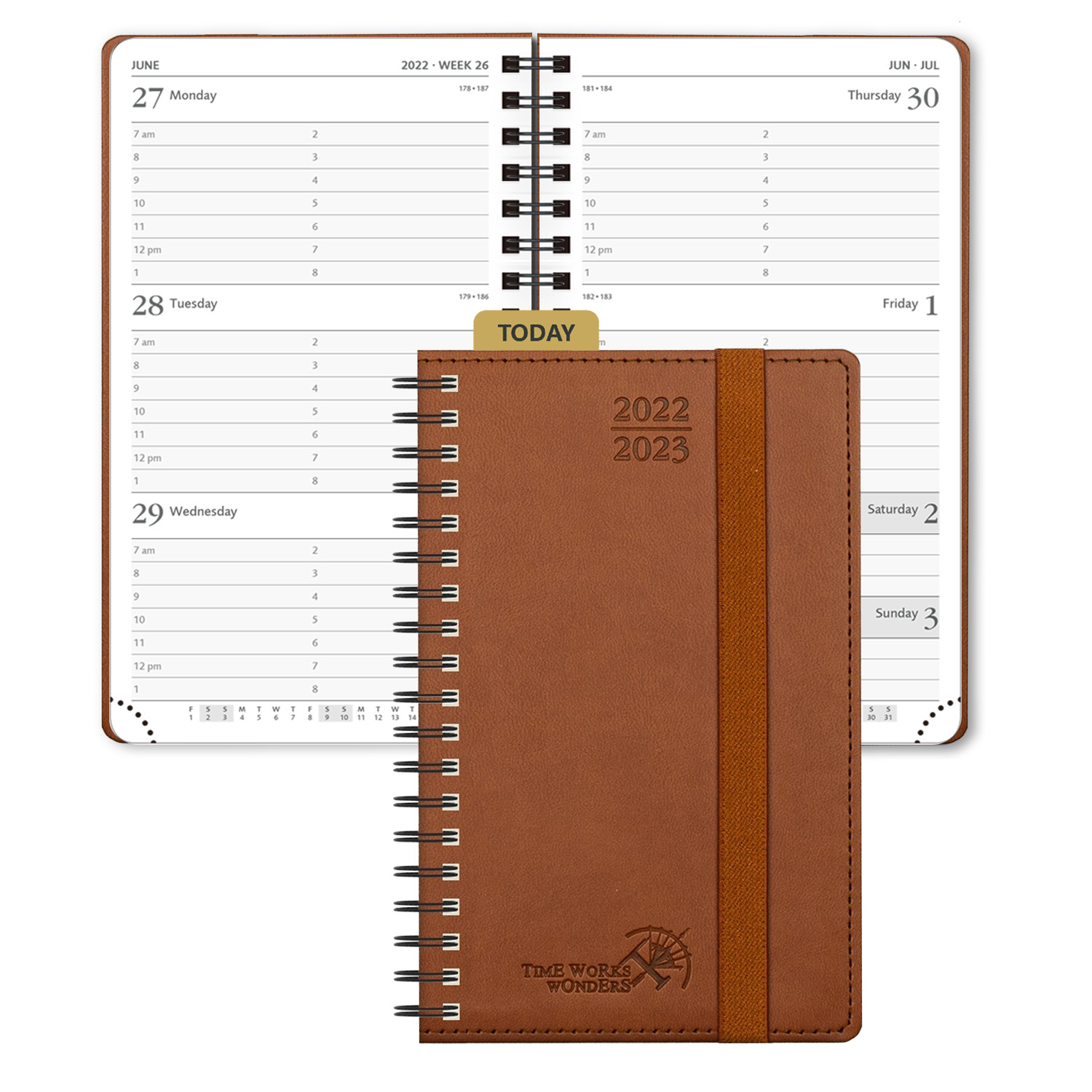 China FSC Approved Mini Weekly Planner Jul 22 To Jun 23 With Medal Binding on sale