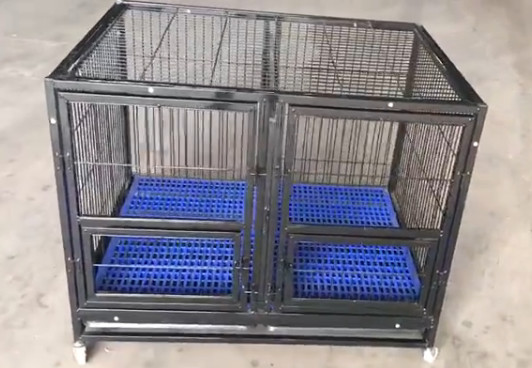 China folding heavy duty wire tube dog cage with wheels for large dogs（Whatsapp +86 13331359638） on sale