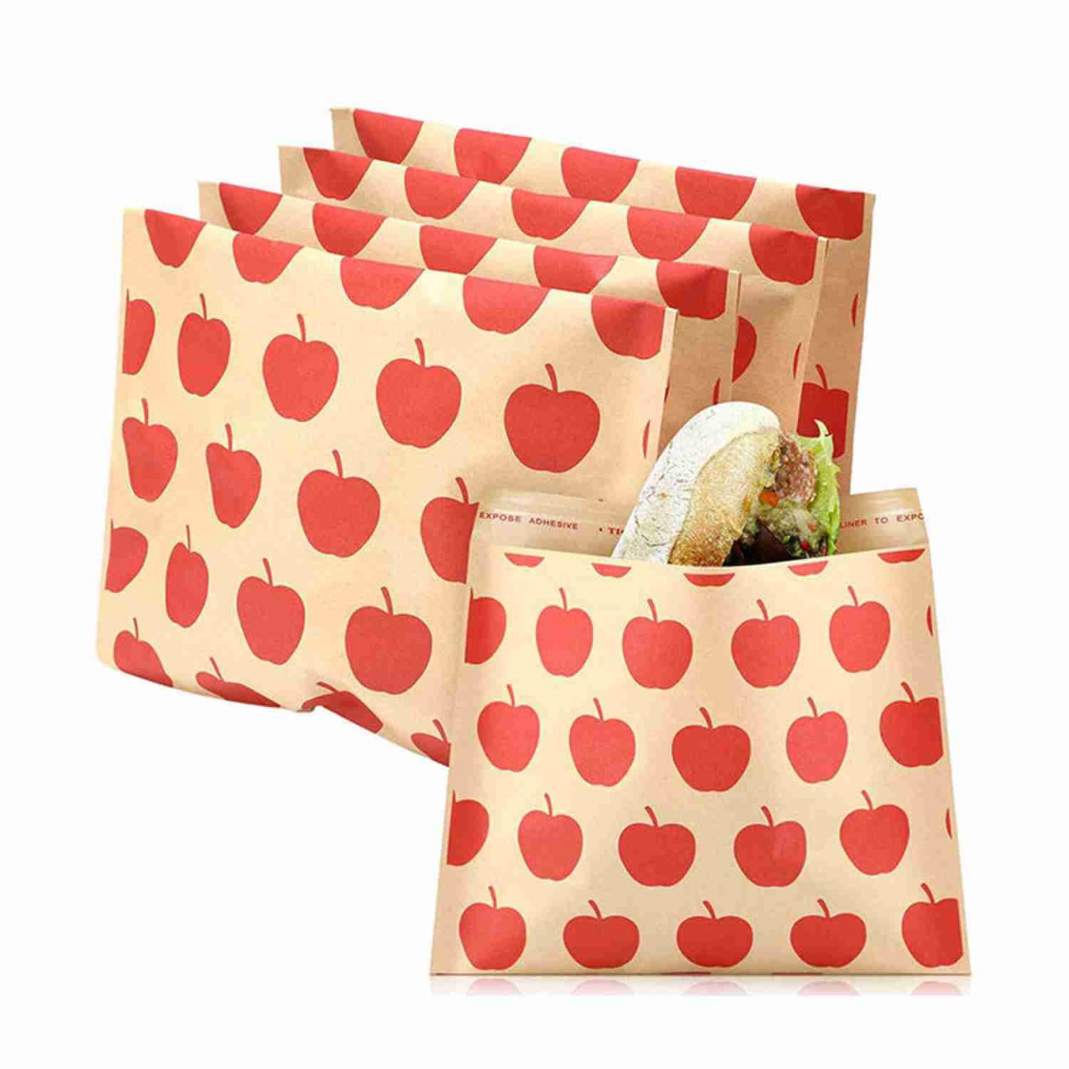 PMS CMYK Sealable Kraft Paper Food Bags Wrappers for Sandwich Desserts Burger