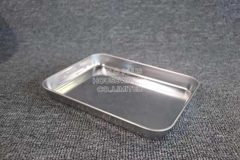 China Hotel stackable stainless steel food serving trays silver color baking sheet metal steel serving plate on sale