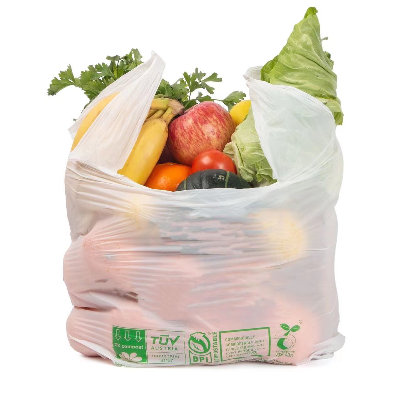 China Eco Friendly PLA 100% Biodegradable Plastic Shopping Bags T Shirt On Roll on sale