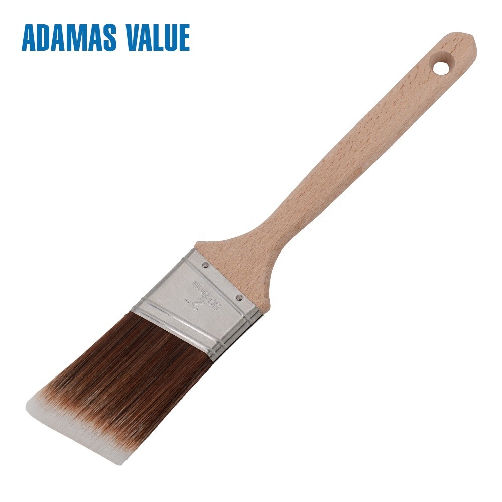 China Tapered brush,flat paint brush,synthetic paint brush with long wooden handle on sale