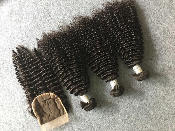 Cheap Safe Peruvian 8A Virgin Hair Kinky Curly Hair Bundles With 4x4 Kinky Curly Closure for sale