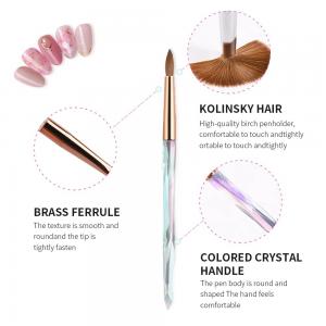 China Kolinsky Hair Manicure Nail Brush Bling Acrylic Marble Handle Oval on sale