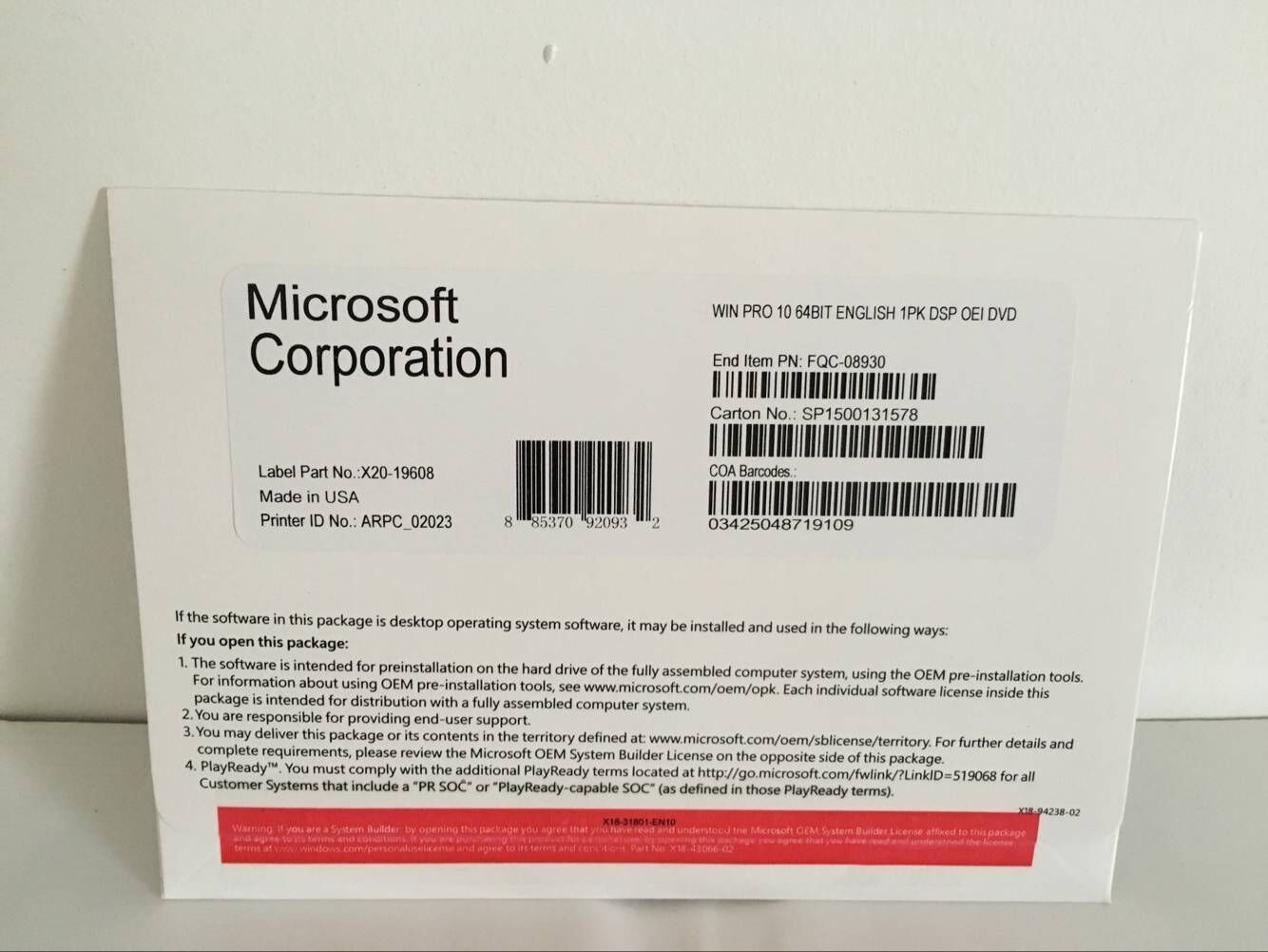 Best Win 10 Pro COA Sticker 100% Useful Microsoft Windows10 Pro OEM Software Keys wholesale