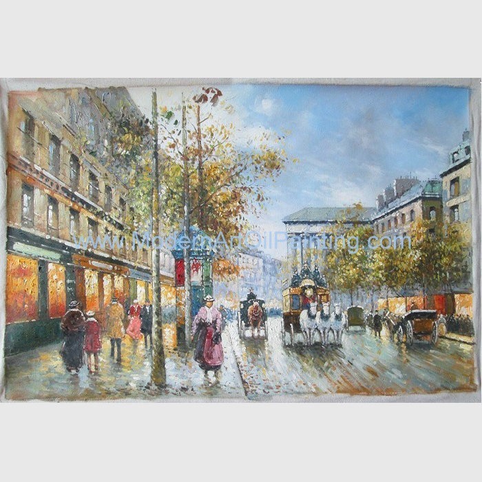 Cheap Home Decor Handmade Paris Oil Painting Canvas Streetscape Painting for sale