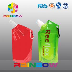 Best 350ml 500ml 1L plastic Flask Water green red color printed Bottle Bag with big Cap wholesale