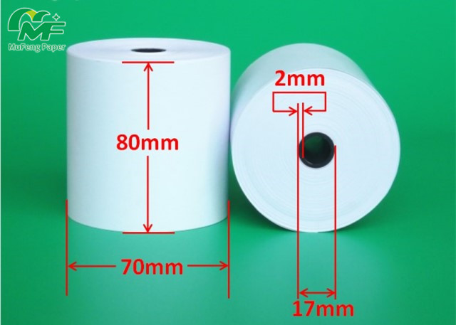 Aseptic 80x70mm POS Terminal Paper Rolls , Receipt Paper Roll High Rubbing Resistance