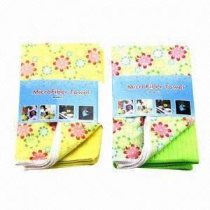Best Microfiber Towel Set of 2 Pieces, 1 Piece with Printing Pattern and Another Solid Color wholesale