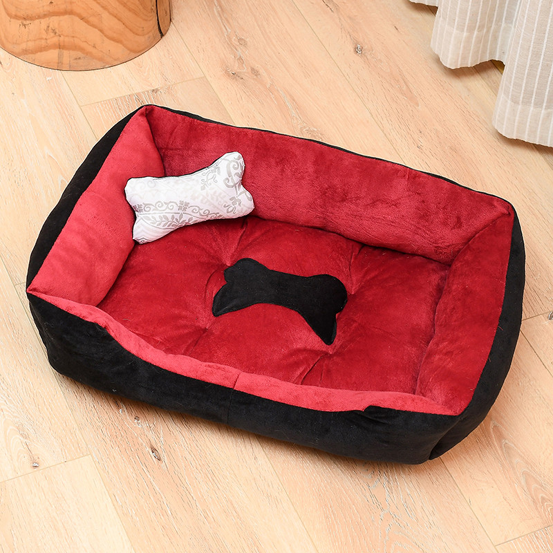China Washable Soft Warm Pet Calming Beds PP Cotton Square Dog Bed Cushion XXS-XXL on sale