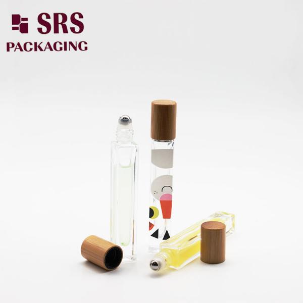 SRS empty square shape thick wall 10ml custom glass roll on bottle