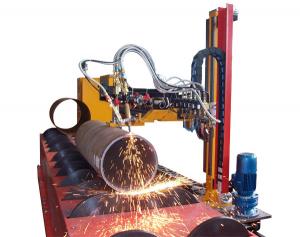 China Pressure Vessel Building CNC Laser Tube Cutter , 1250mm CNC Plasma Pipe Cutting Machine on sale