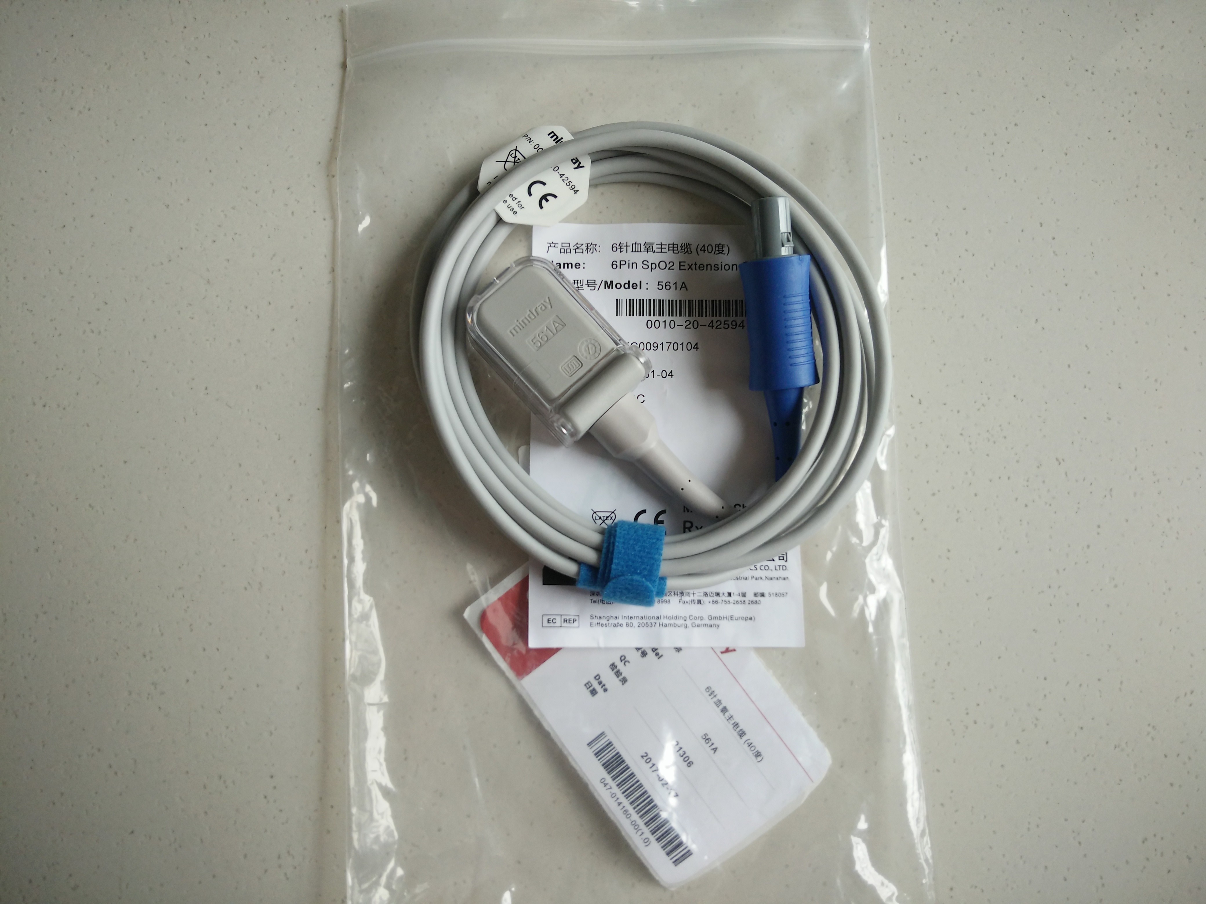 China Mindray 561A Masimo 0010-20-42594 6 Pin SPO2 Extension Cable on sale