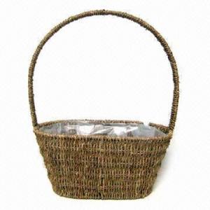 China Flower Basket, Made of Sea Grass, Used for Christmas Decoration and Gift Packaging on sale