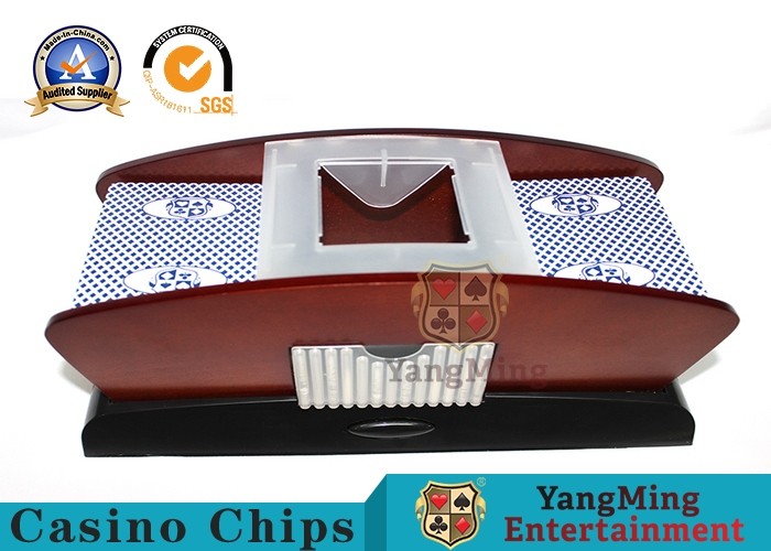 China 2 Deck Plastic And Woodern Automatic Card Shuffler With Battery Texas hold'em Competition Cards Shuffler on sale