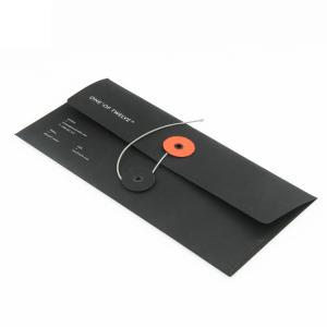 China Black Color Custom Paper Card Envelopes Printing With String Closure on sale