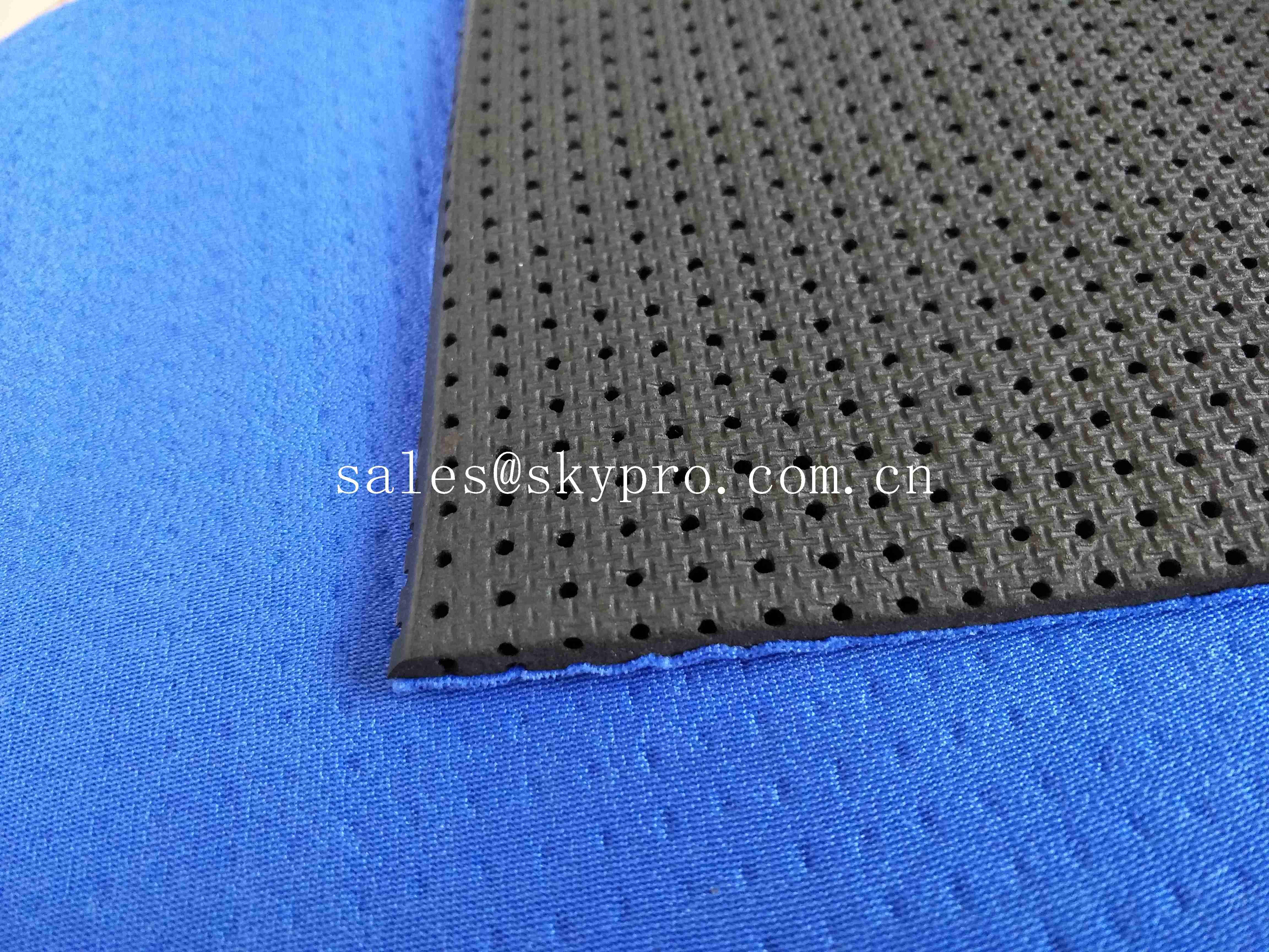 China Embossed Perforated Thick Neoprene Fabric Foam Round Hole Bonded Rubber Sheet on sale