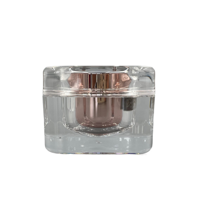 China Heavy Weight Square Cosmetic Jar Acrylic Cream Containers 50g With Mirror Lid on sale