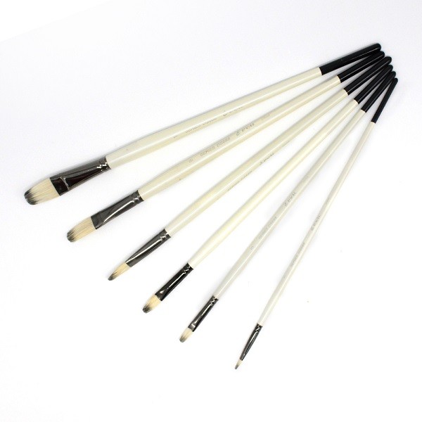 China Filbert Shaped Acrylic Painting Brush 6Pcs Natural Bristle Artist Paint Brush on sale