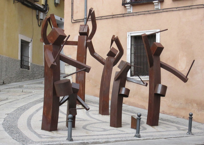 ODM Rusty Man Play Instruments Corten Steel Band Sculpture
