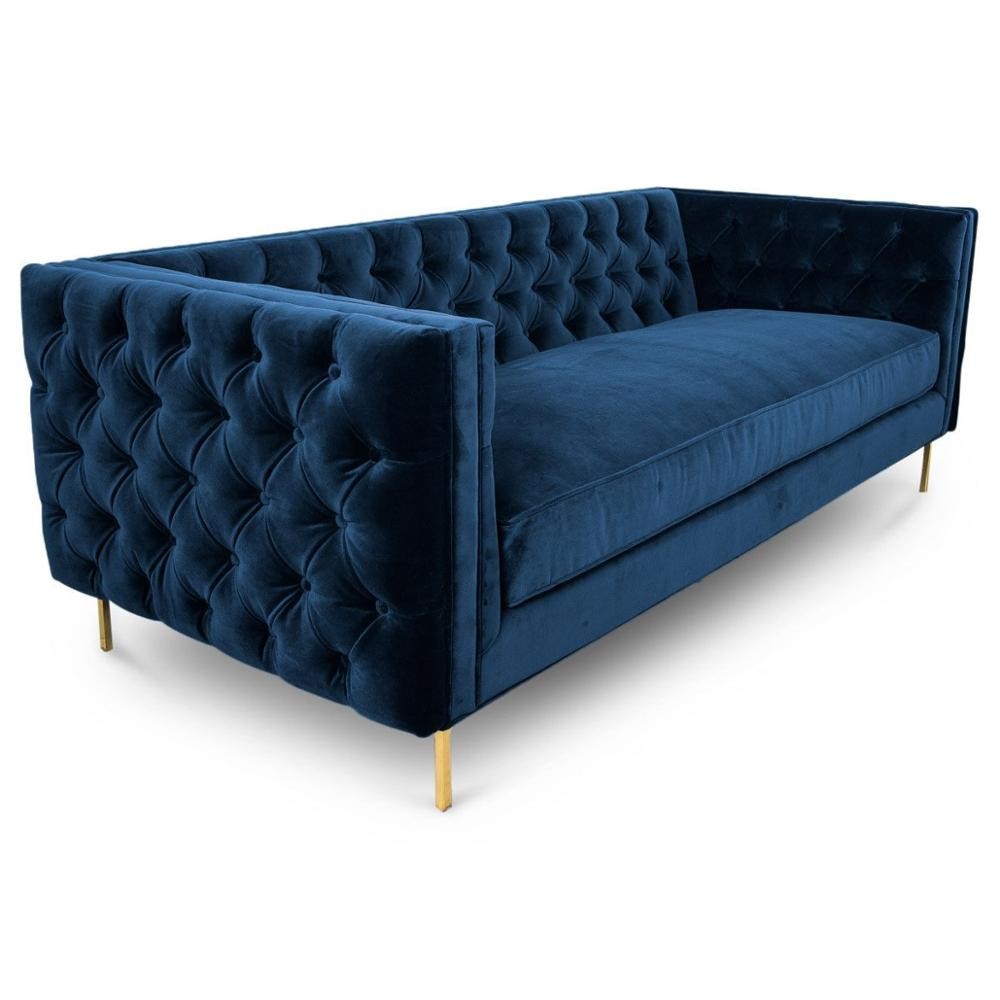 China Golden metal leg new model black velvet fabric  button tufted sofa sets for wedding,living room sofa on sale
