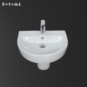 China Ceramic Pedestal Wash Basin 12 Inch Pedestal Sink Floor Mounted White on sale