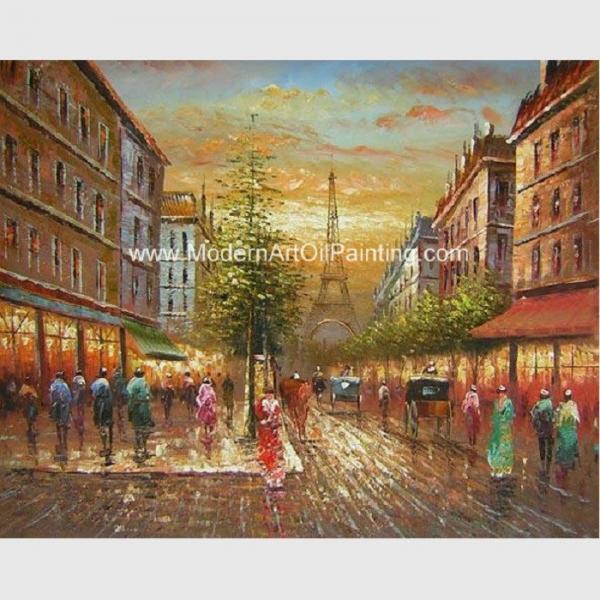 Cheap Thick Oil Paris Street Scene Canvas Painting Gifts Promotion Show Custom Size Color for sale