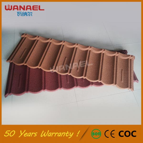 Cheap LIght weight roofing material free sample Wanael heat insulation Bond Stone chips coated steel roofing sheet for sale