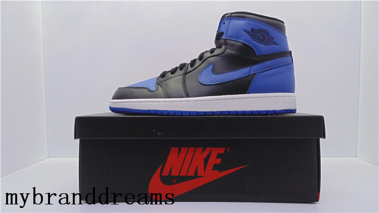 Cheap free shipping authentic Air Jordan 1 AJ1 manblue and black sport shoes for sale