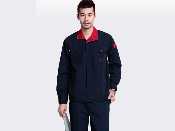 China Contrast Color 100% Cotton Mechanic Work Uniforms Pull - Resistant Fashion Personality on sale